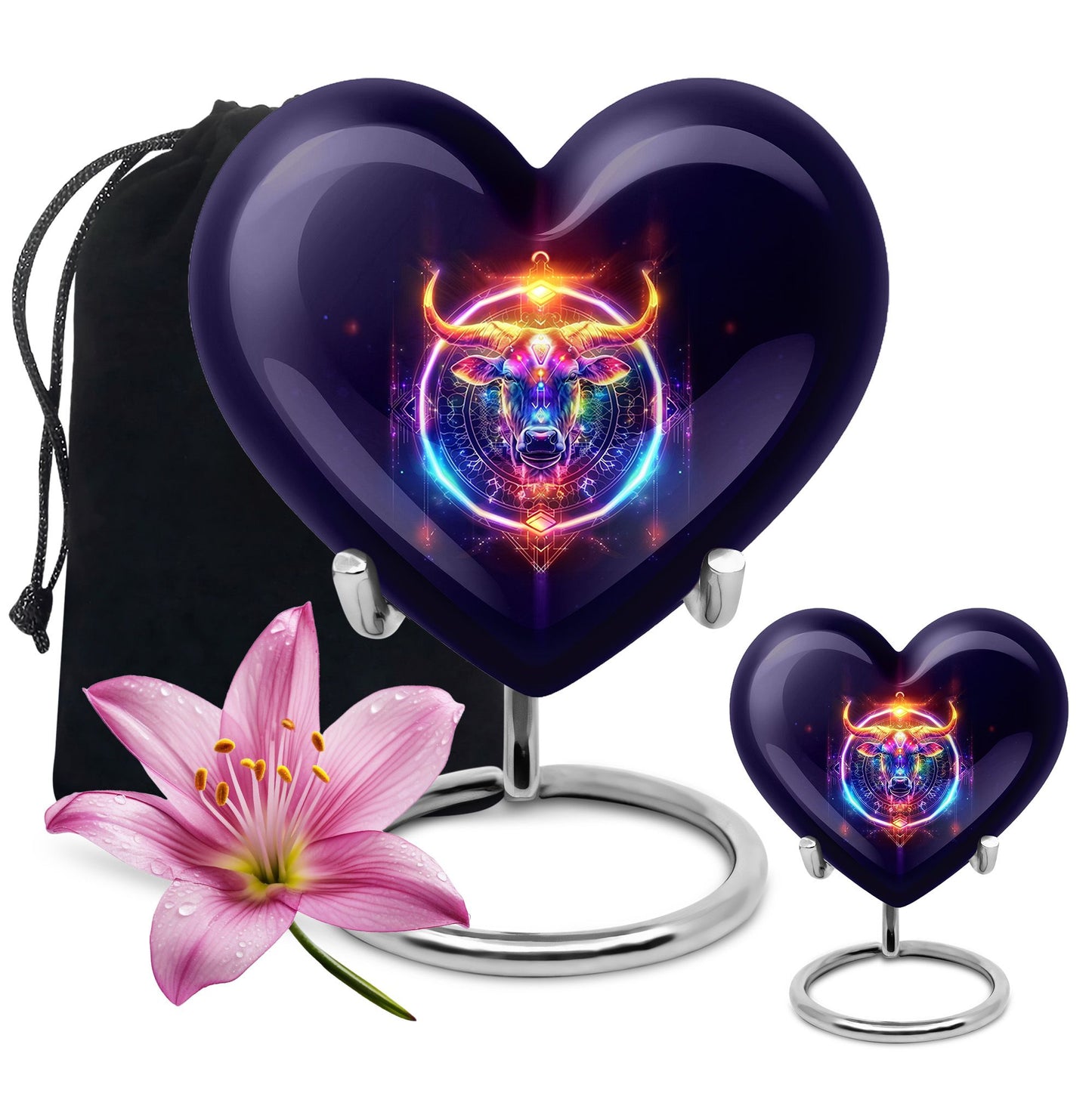 10-inch heart shaped zodiac urn for adult memorial crafted from aluminium