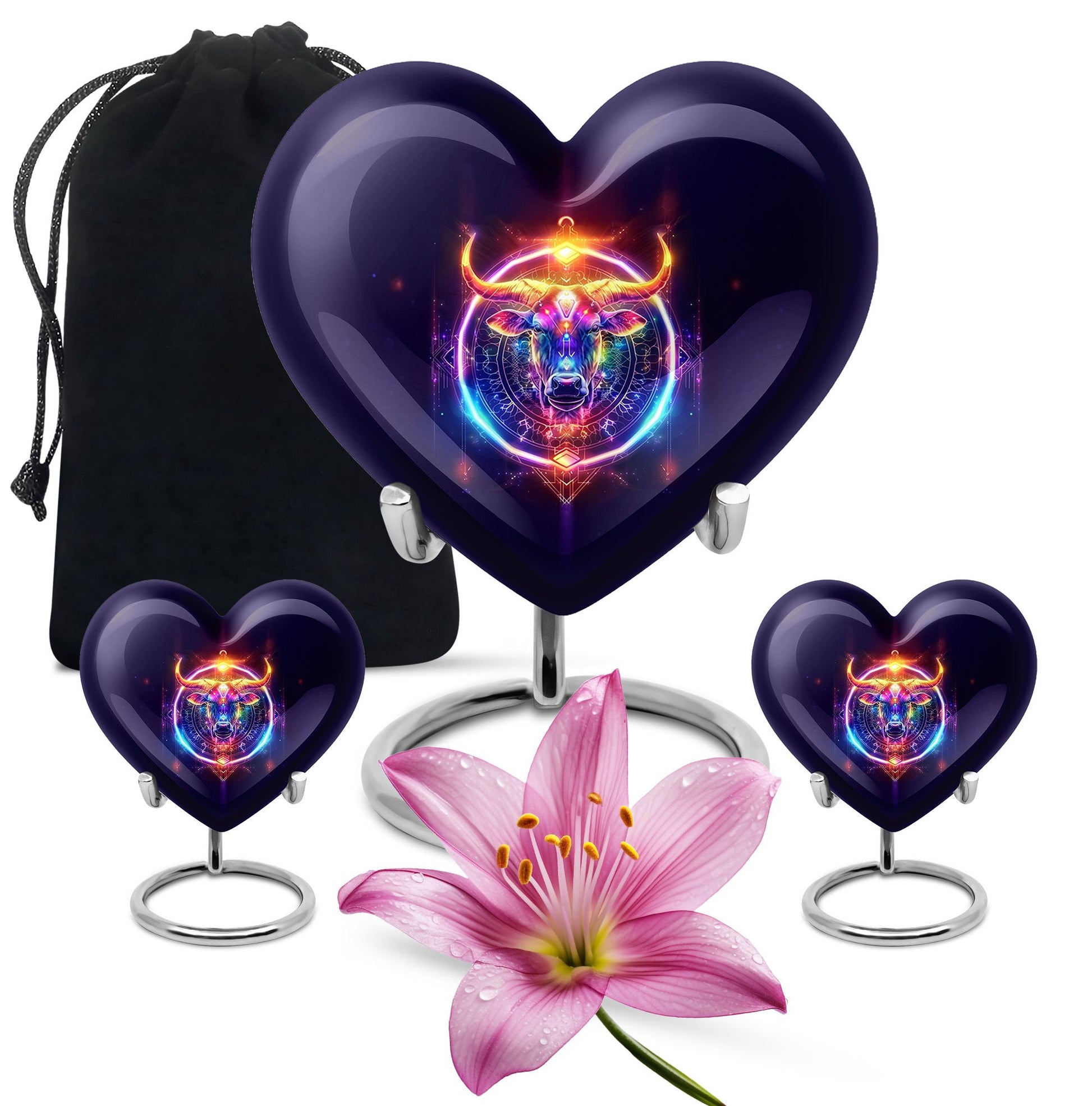10-inch heart shaped zodiac urn for adult memorial crafted from aluminium