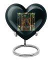 10-inch abstract heart-designed zodiac urn in aluminium, with personalization option for memorial purposes