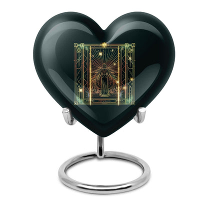 10-inch abstract heart-designed zodiac urn in aluminium, with personalization option for memorial purposes