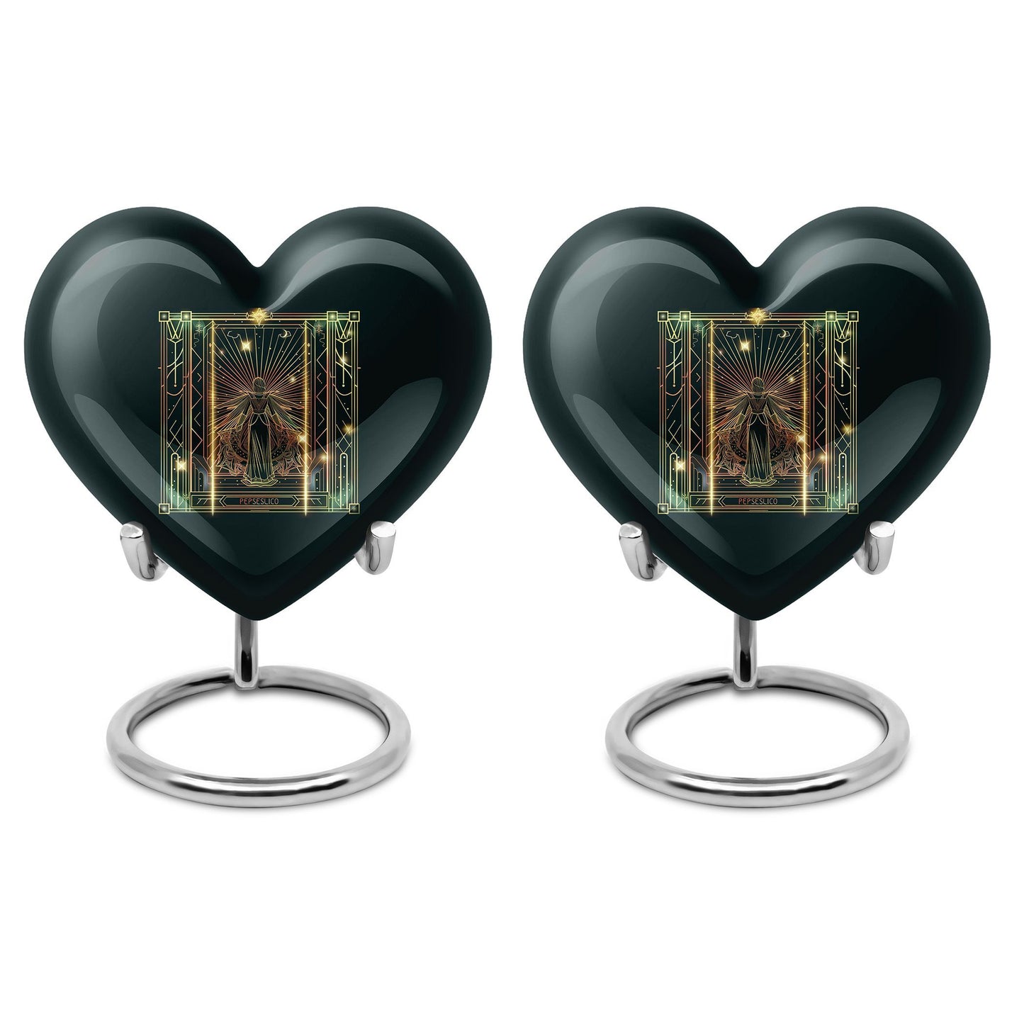 10-inch abstract heart-designed zodiac urn in aluminium, with personalization option for memorial purposes