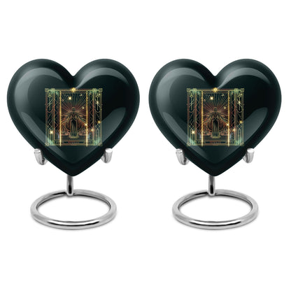 10-inch abstract heart-designed zodiac urn in aluminium, with personalization option for memorial purposes