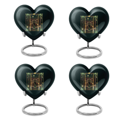 10-inch abstract heart-designed zodiac urn in aluminium, with personalization option for memorial purposes
