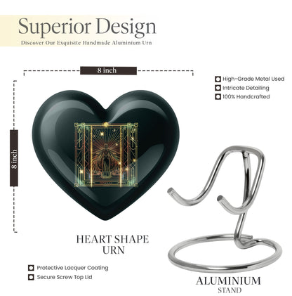 10-inch abstract heart-designed zodiac urn in aluminium, with personalization option for memorial purposes