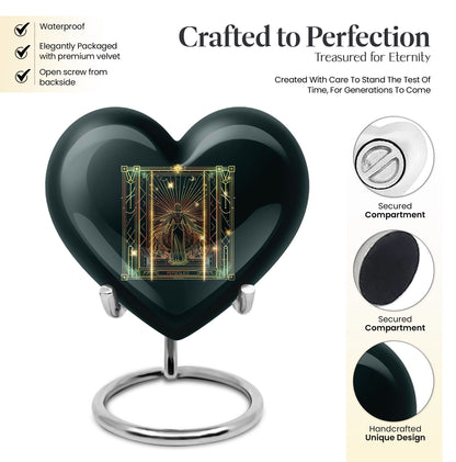 10-inch abstract heart-designed zodiac urn in aluminium, with personalization option for memorial purposes