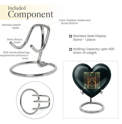 10-inch abstract heart-designed zodiac urn in aluminium, with personalization option for memorial purposes