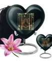 10-inch abstract heart-designed zodiac urn in aluminium, with personalization option for memorial purposes