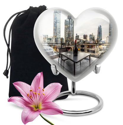 10-inch heart-shaped wine urn for woman's ashes, 