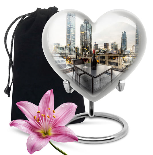 10-inch heart-shaped wine urn for woman's ashes, 
