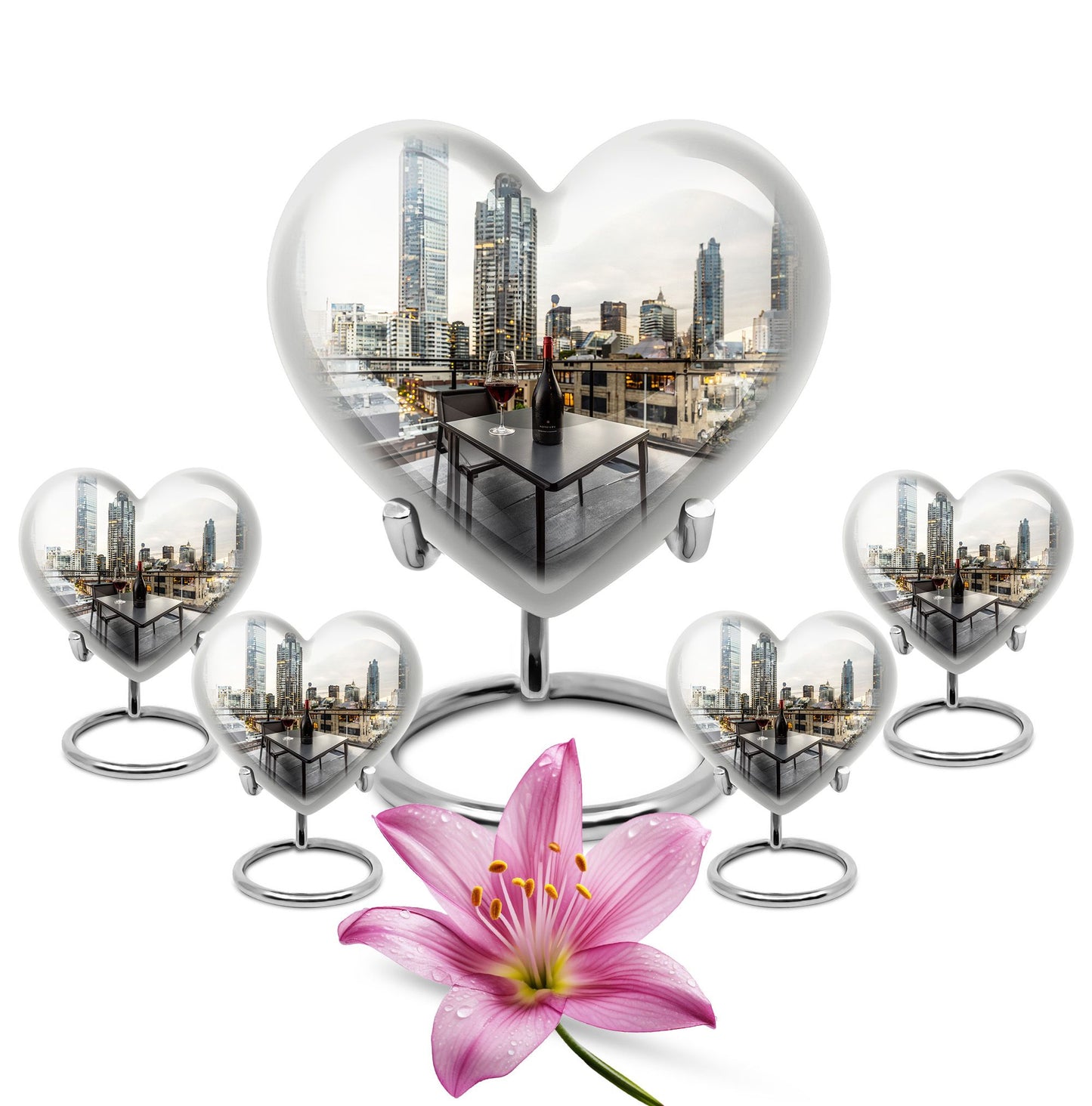10-inch heart-shaped wine urn for woman's ashes, 