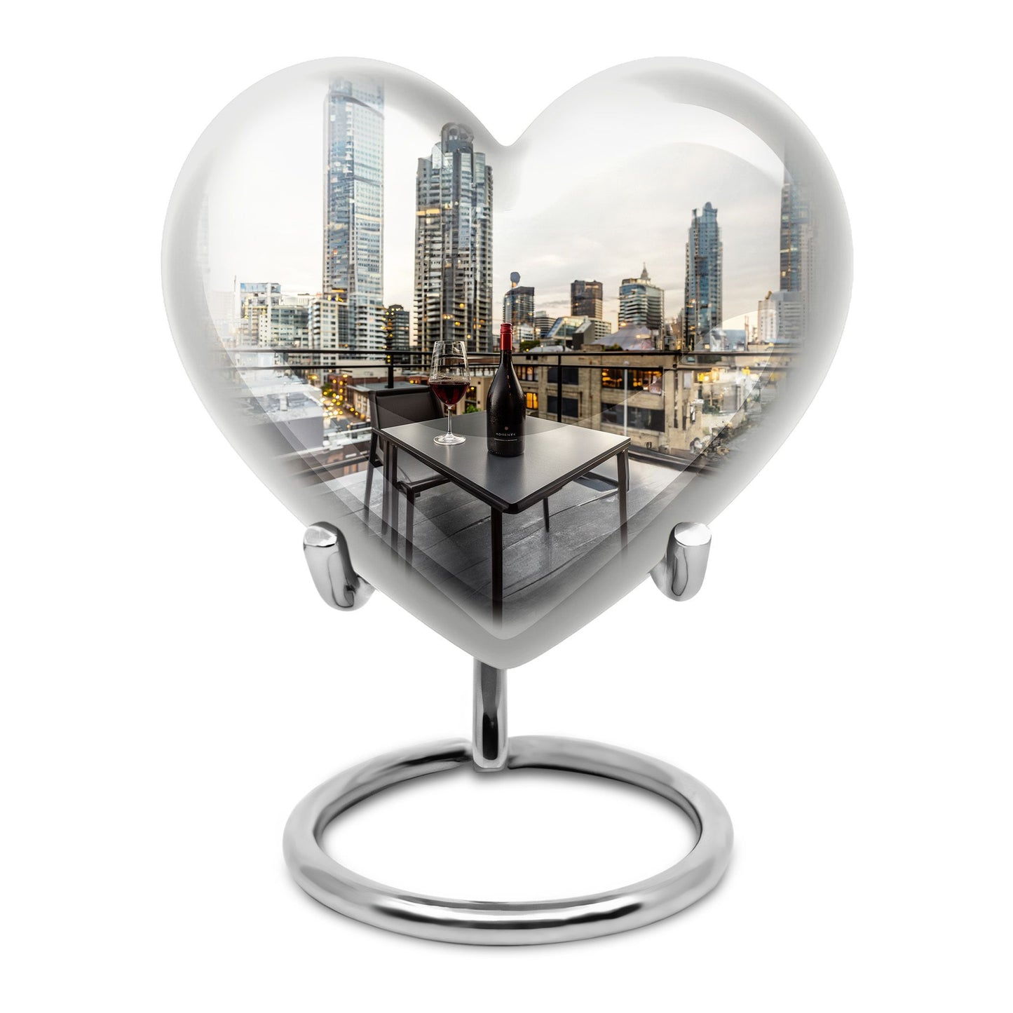 10-inch heart-shaped wine urn for woman's ashes, 