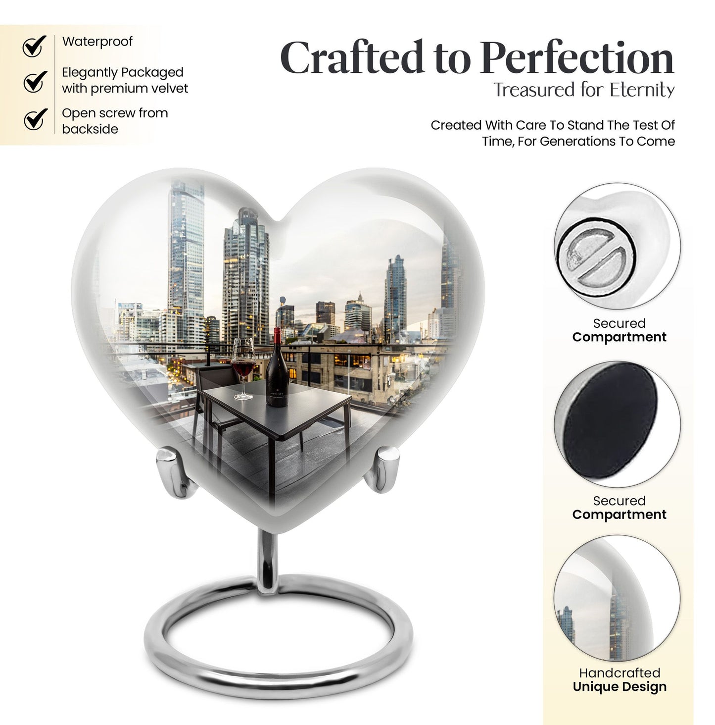 10-inch heart-shaped wine urn for woman's ashes, 