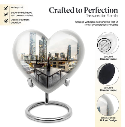 10-inch heart-shaped wine urn for woman's ashes, 