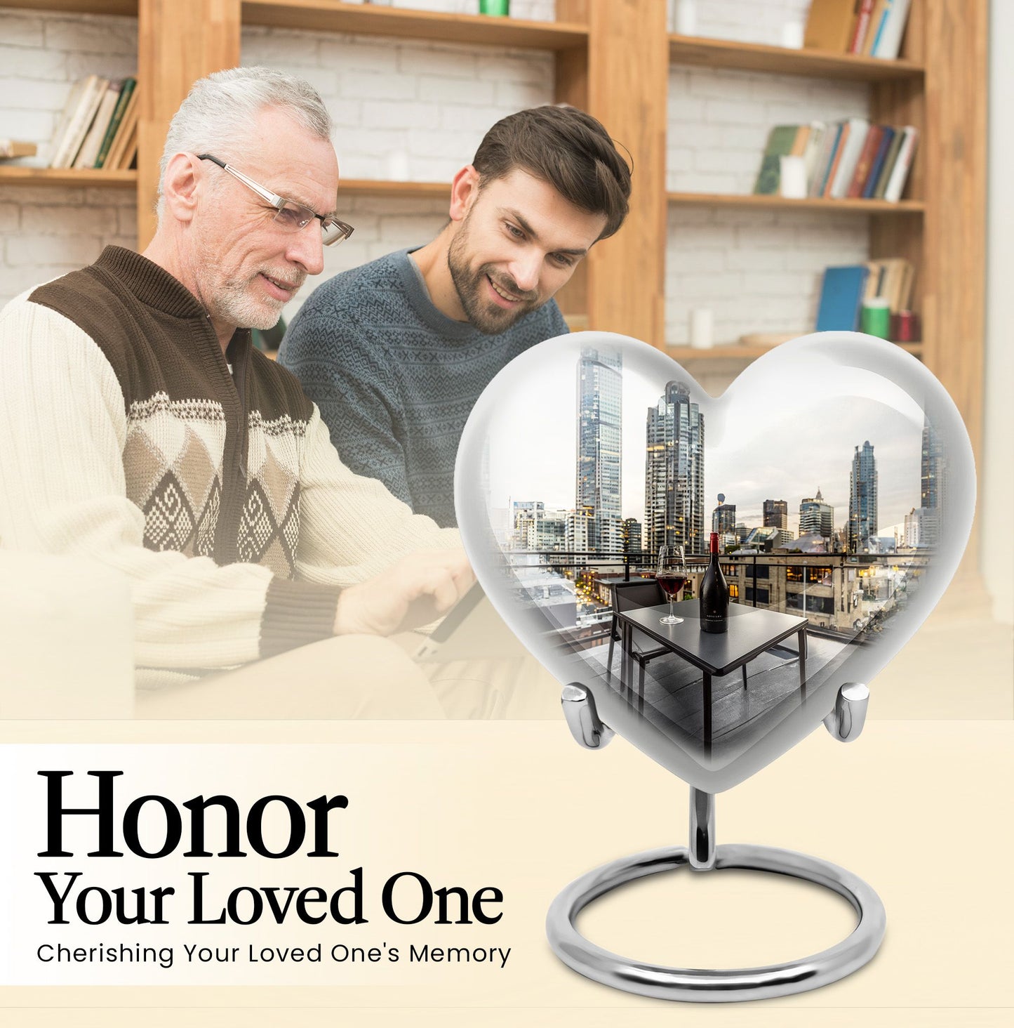10-inch heart-shaped wine urn for woman's ashes, 
