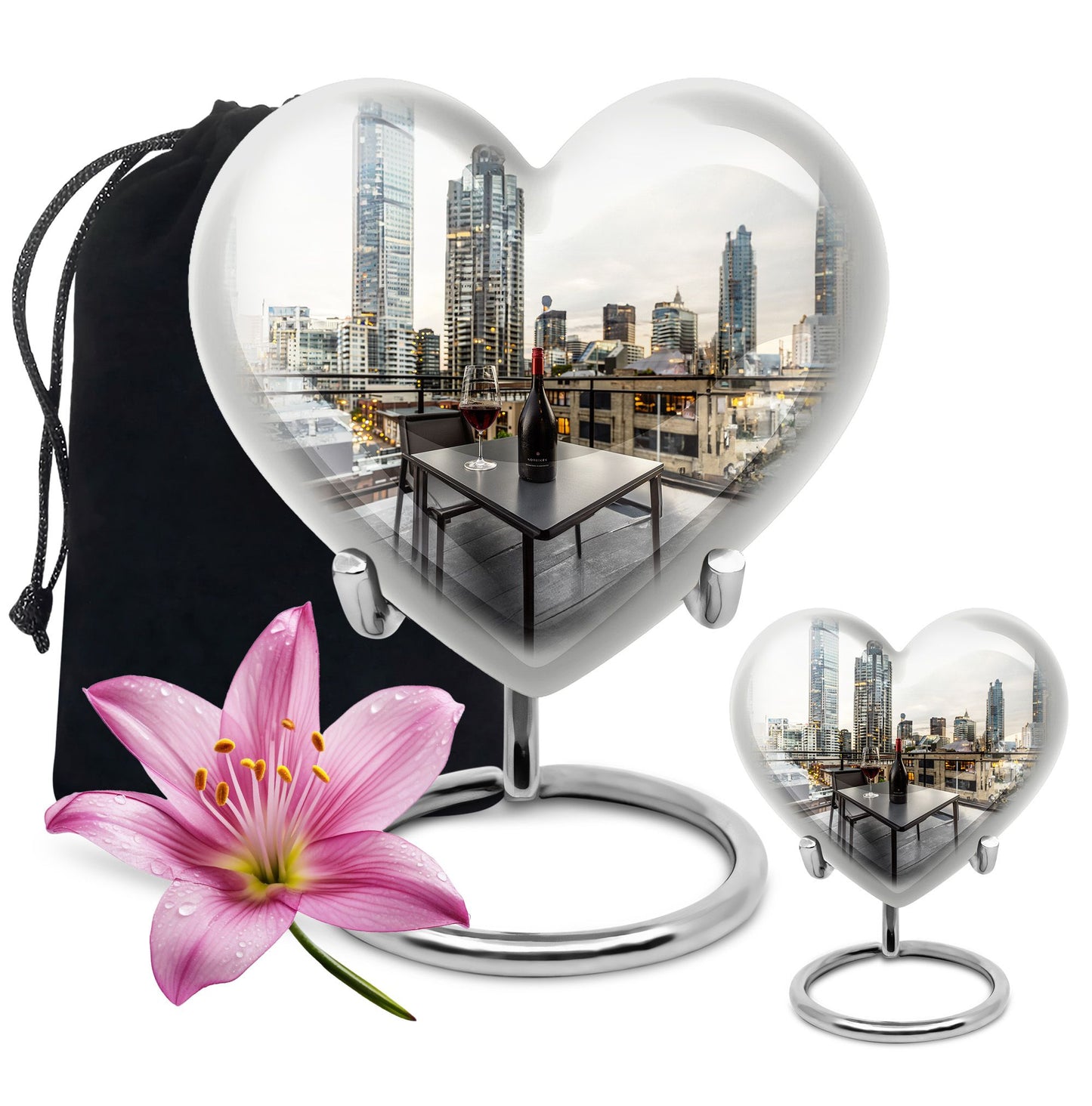 10-inch heart-shaped wine urn for woman's ashes, 