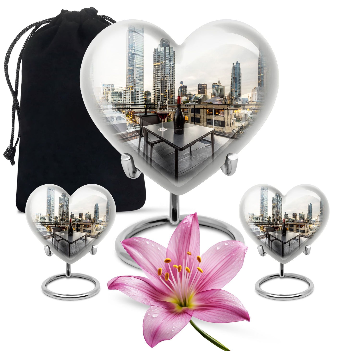 10-inch heart-shaped wine urn for woman's ashes, 