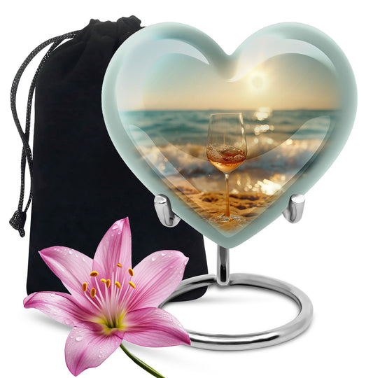 Heart shaped large urn for wine and cremation