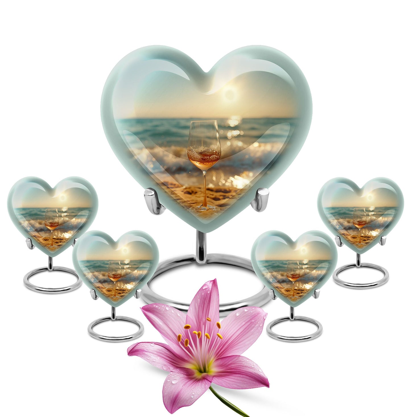 Heart shaped large urn for wine and cremation