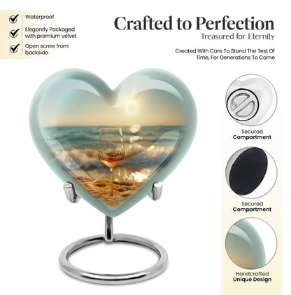 Heart shaped large urn for wine and cremation