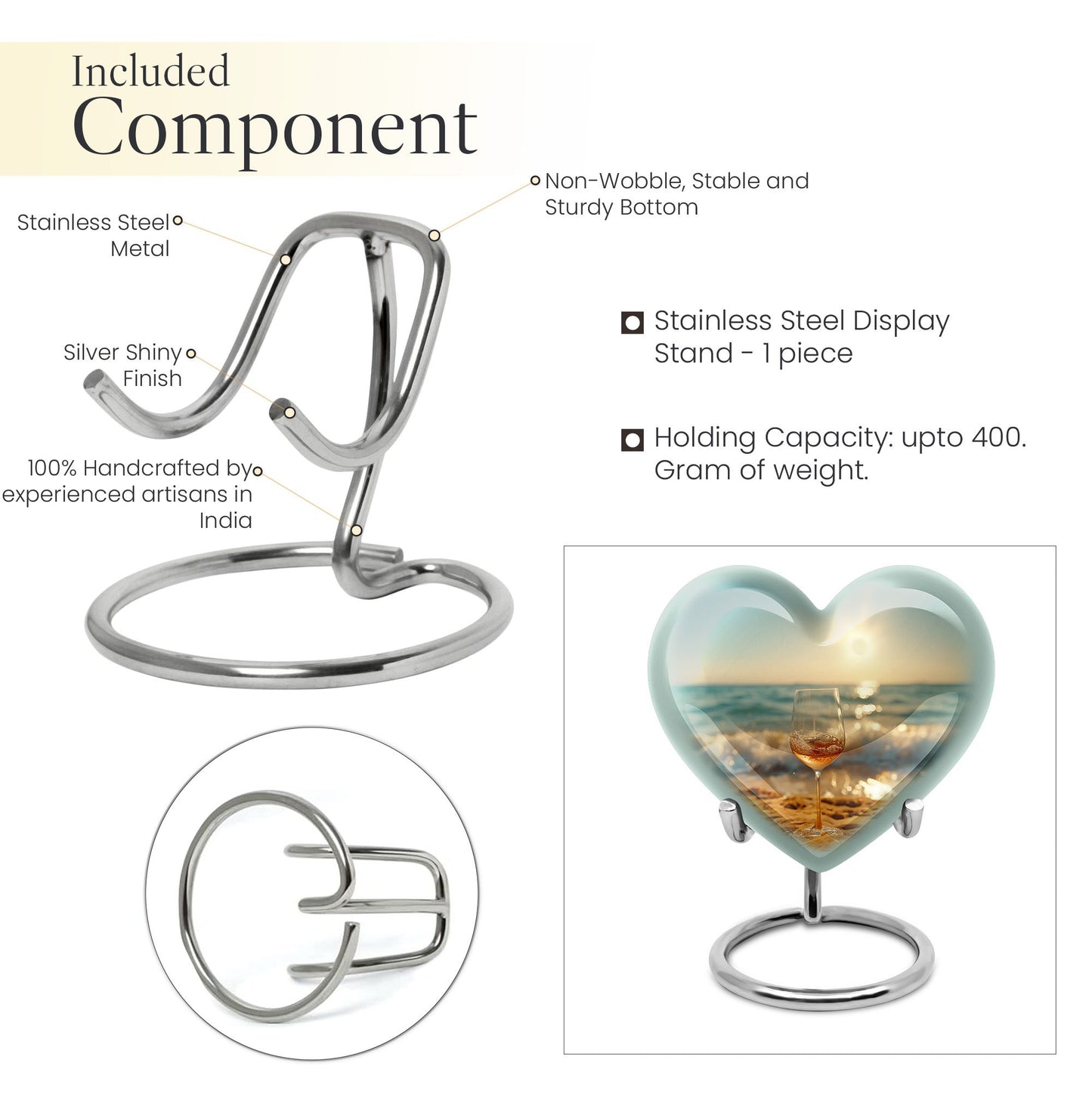 Heart shaped large urn for wine and cremation