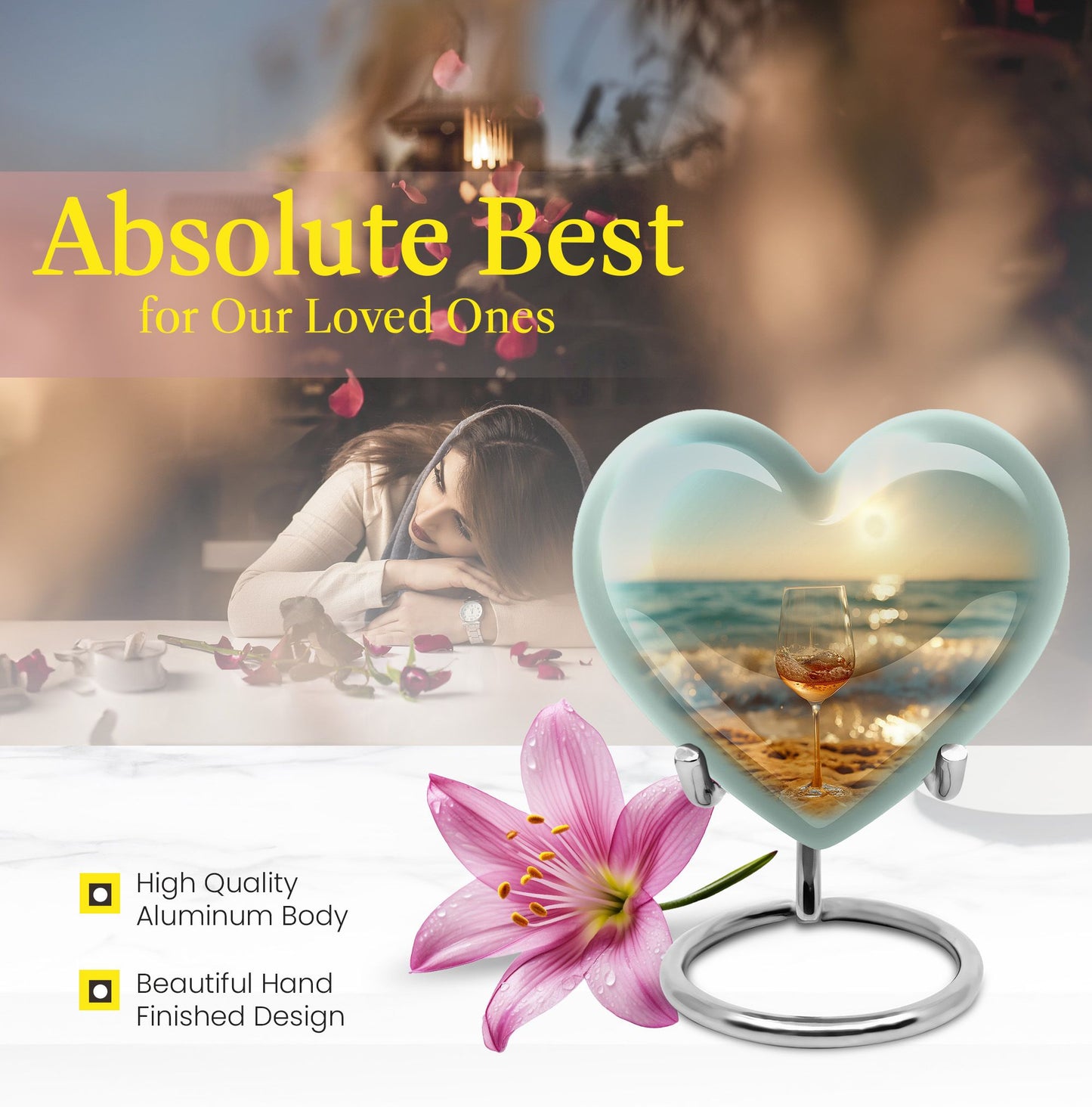 Heart shaped large urn for wine and cremation