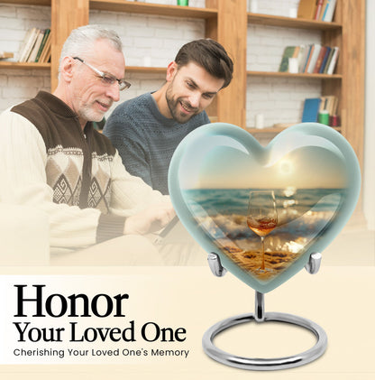 Heart shaped large urn for wine and cremation