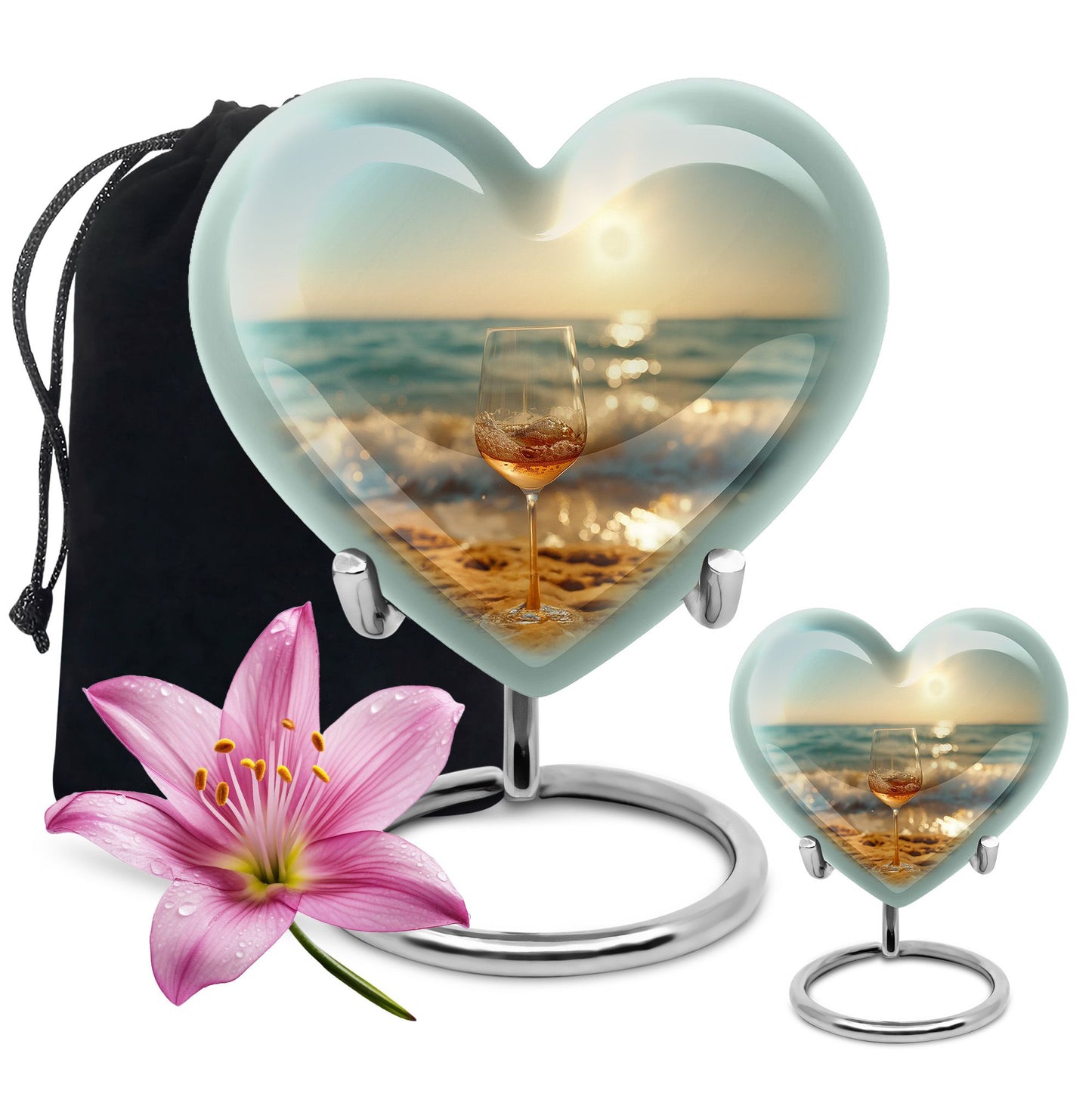 Heart shaped large urn for wine and cremation