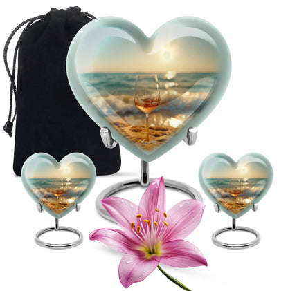 Heart shaped large urn for wine and cremation