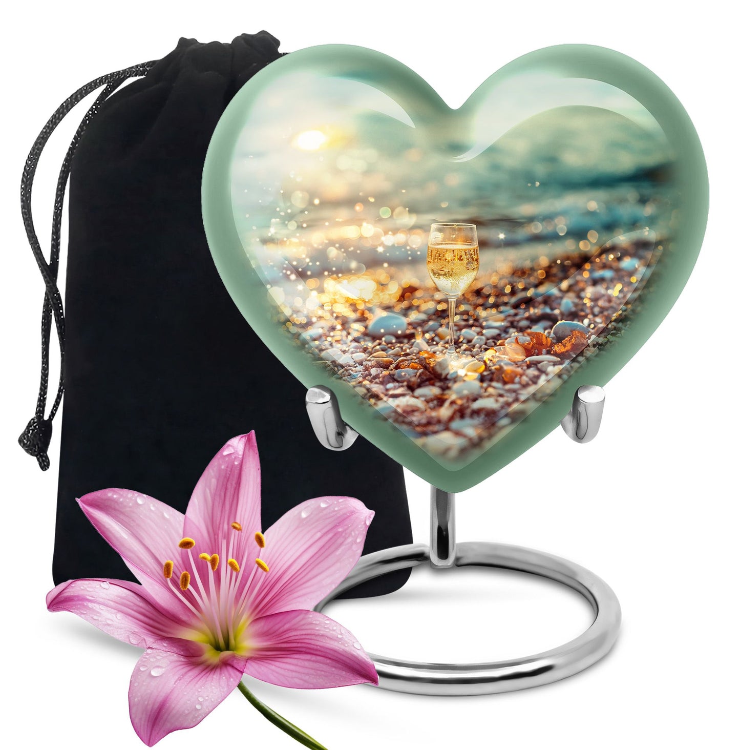 10-inch heart shaped wine funeral urn 
