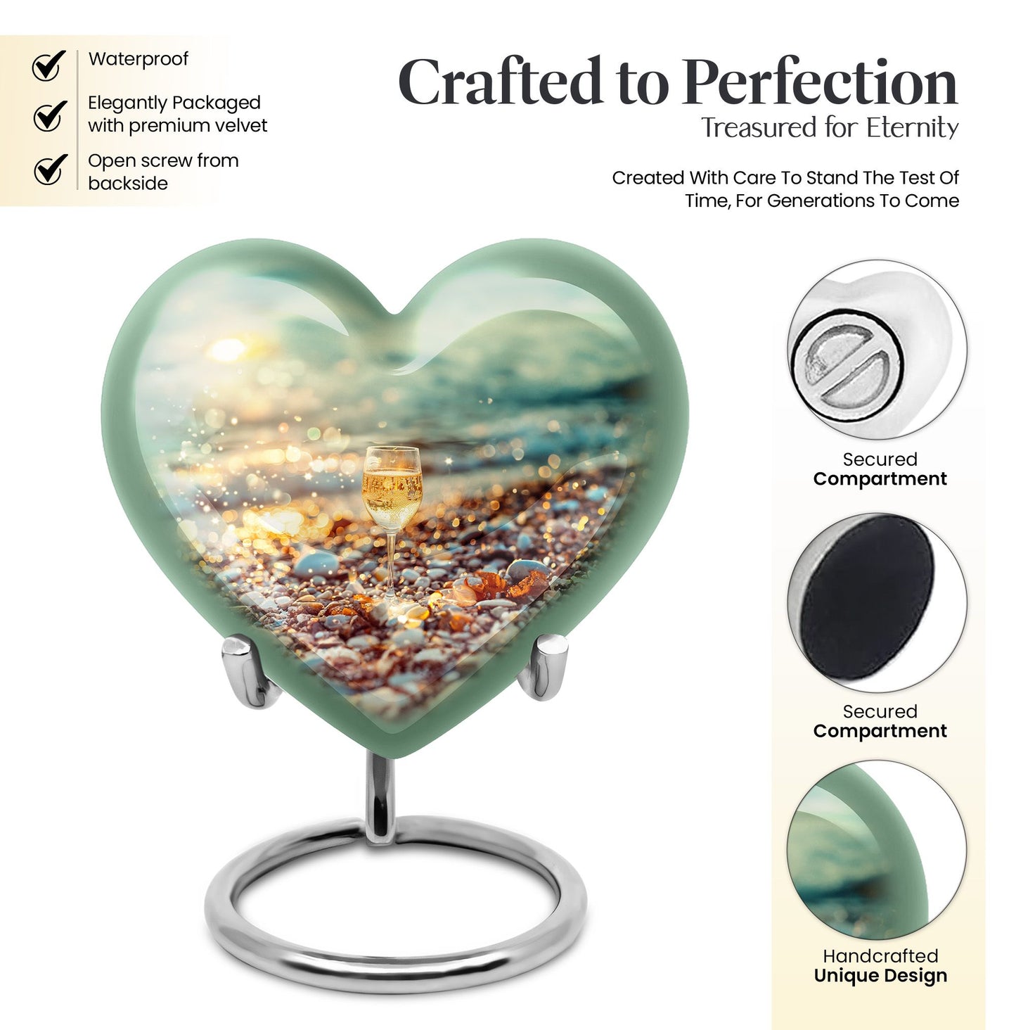 10-inch heart shaped wine funeral urn 