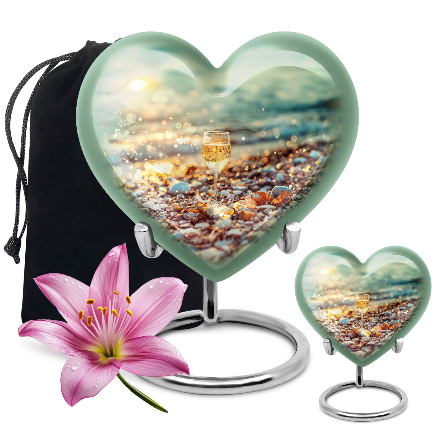 10-inch heart shaped wine funeral urn 