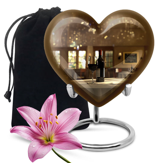 10-inch heart-shaped wine Urn cremation urn for dad made of aluminium