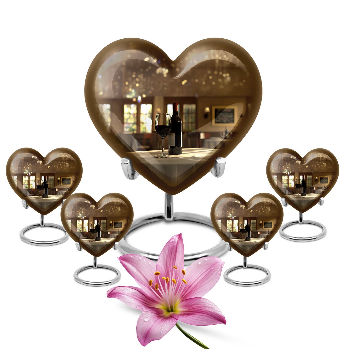 10-inch heart-shaped wine Urn cremation urn for dad made of aluminium