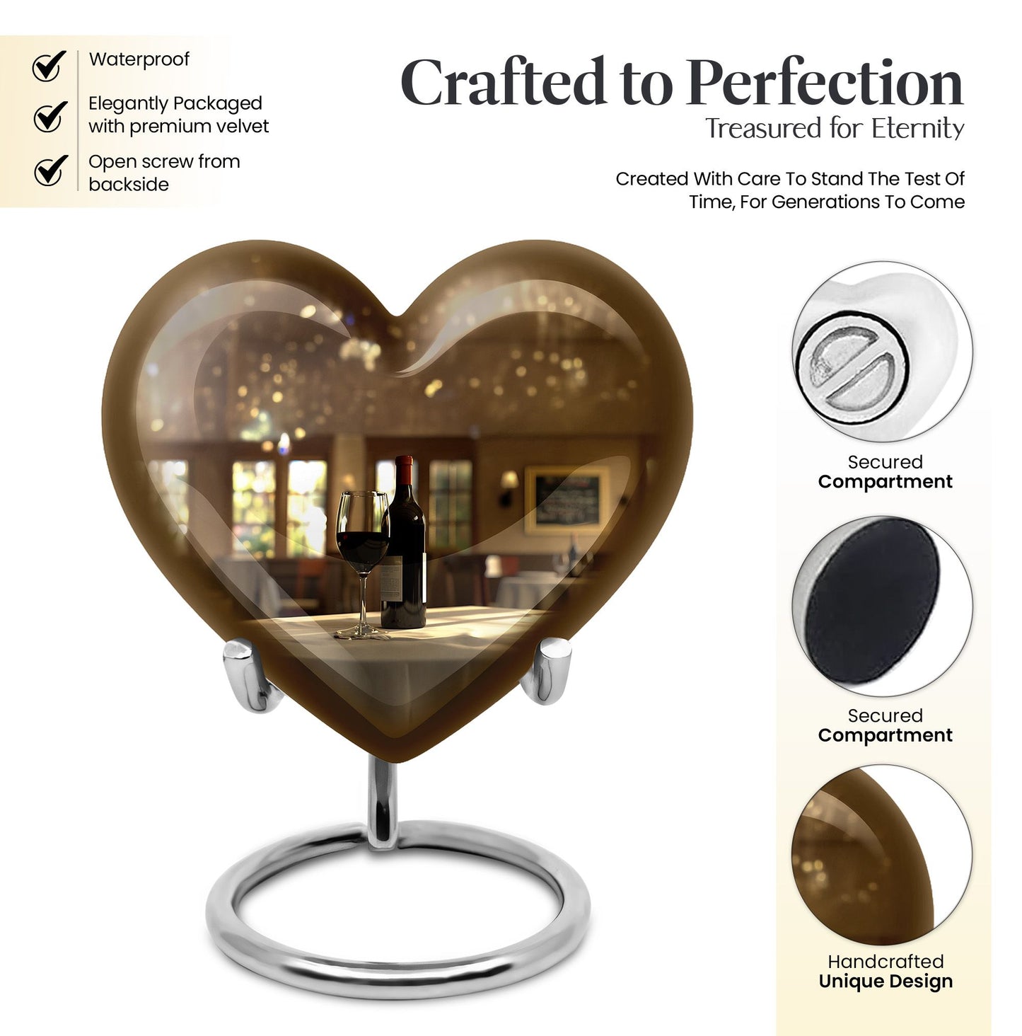 10-inch heart-shaped wine Urn cremation urn for dad made of aluminium