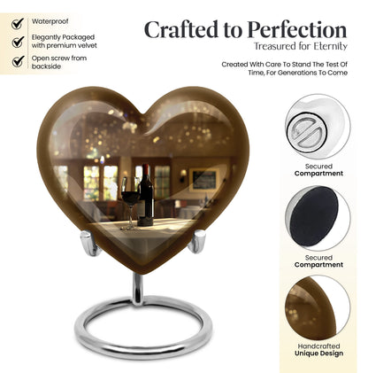 10-inch heart-shaped wine Urn cremation urn for dad made of aluminium