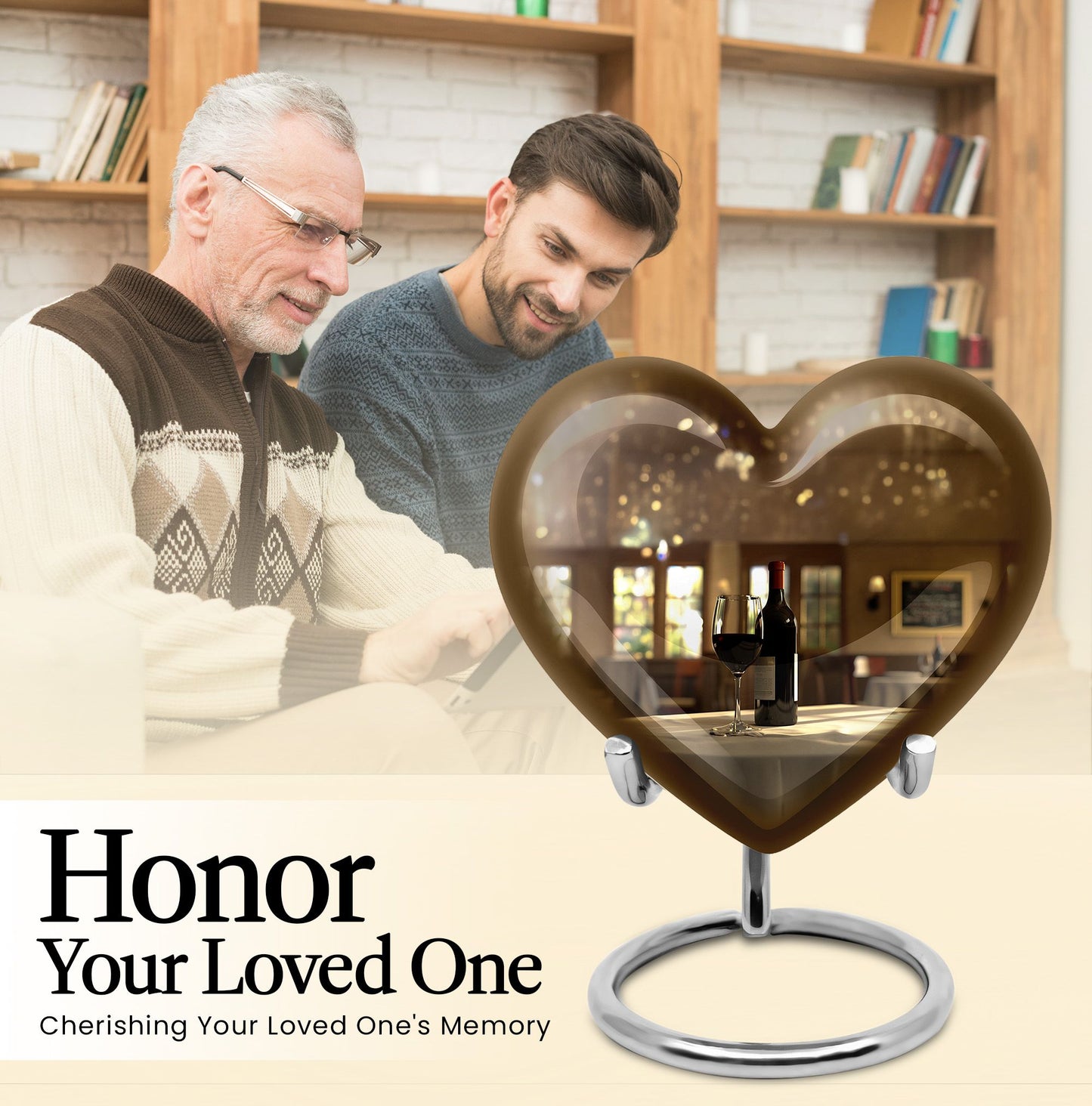 10-inch heart-shaped wine Urn cremation urn for dad made of aluminium
