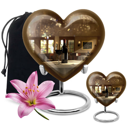10-inch heart-shaped wine Urn cremation urn for dad made of aluminium