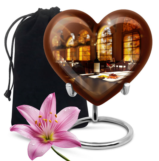 10-inch heart design wine urn, an abstract theme memorial adult urn in aluminium