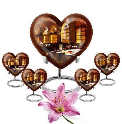 10-inch heart design wine urn, an abstract theme memorial adult urn in aluminium