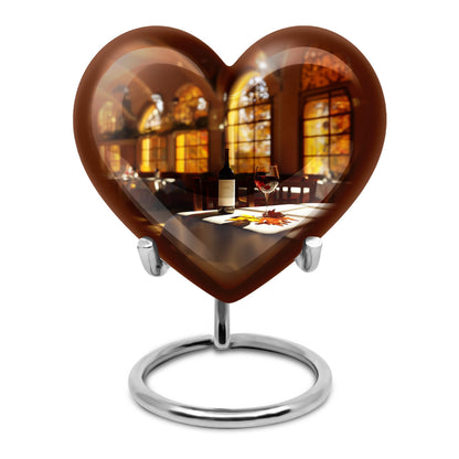 10-inch heart design wine urn, an abstract theme memorial adult urn in aluminium