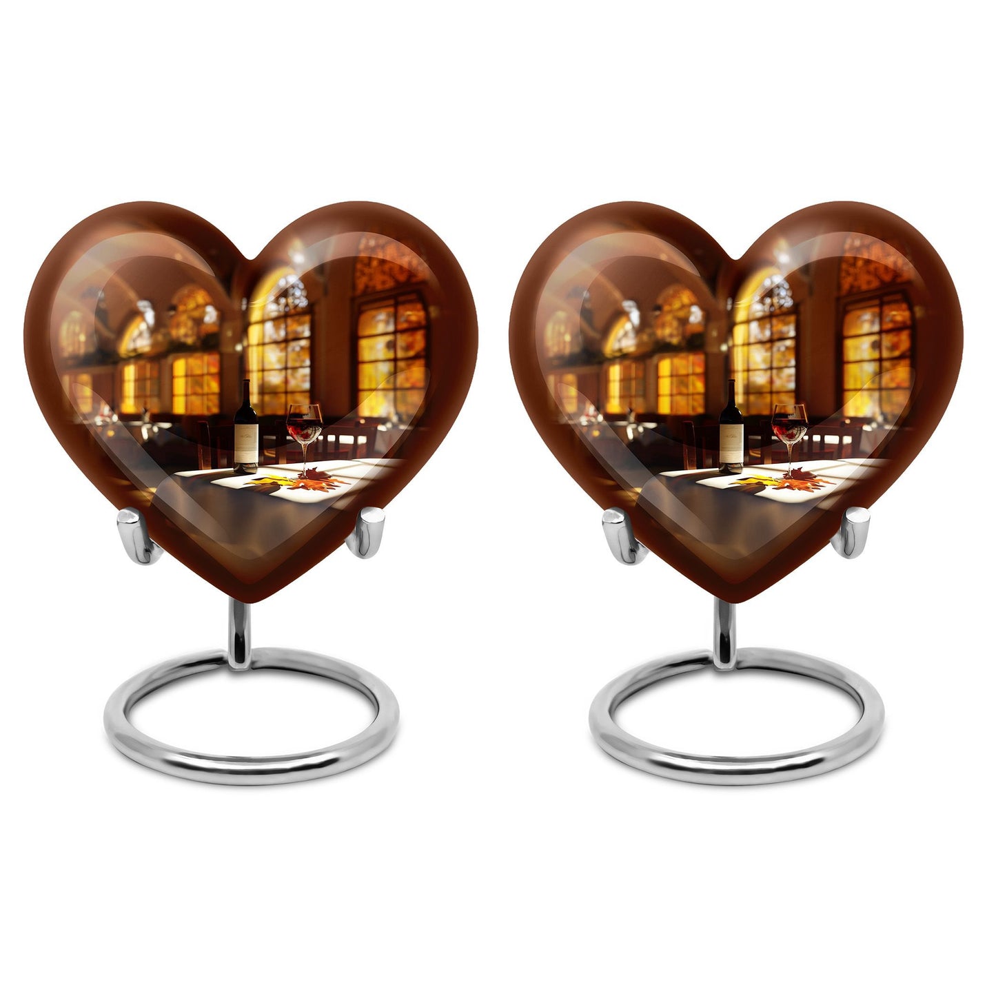 10-inch heart design wine urn, an abstract theme memorial adult urn in aluminium