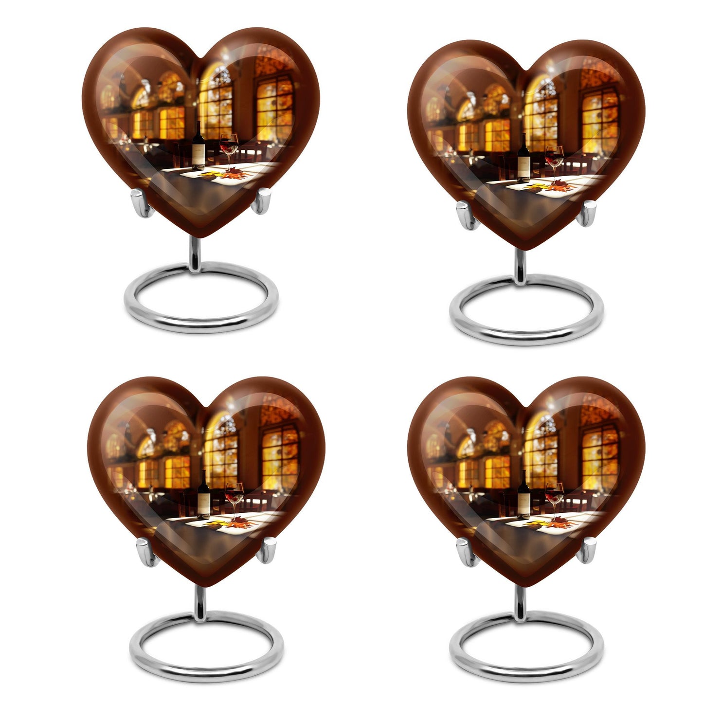 10-inch heart design wine urn, an abstract theme memorial adult urn in aluminium
