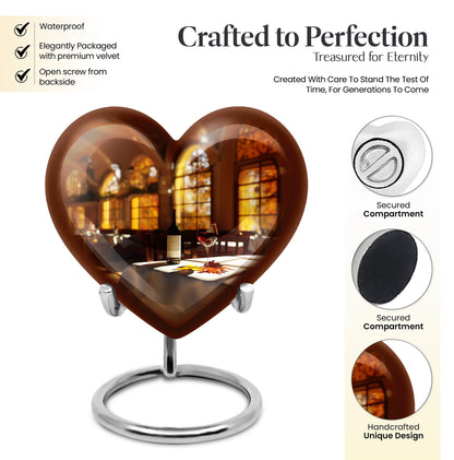 10-inch heart design wine urn, an abstract theme memorial adult urn in aluminium
