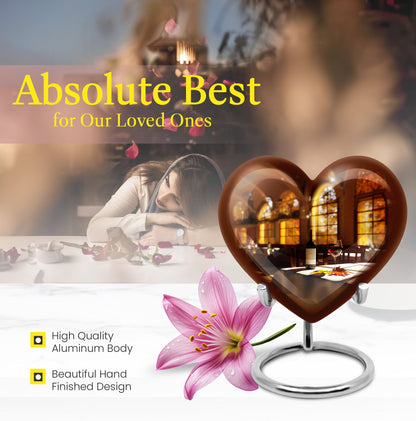 10-inch heart design wine urn, an abstract theme memorial adult urn in aluminium