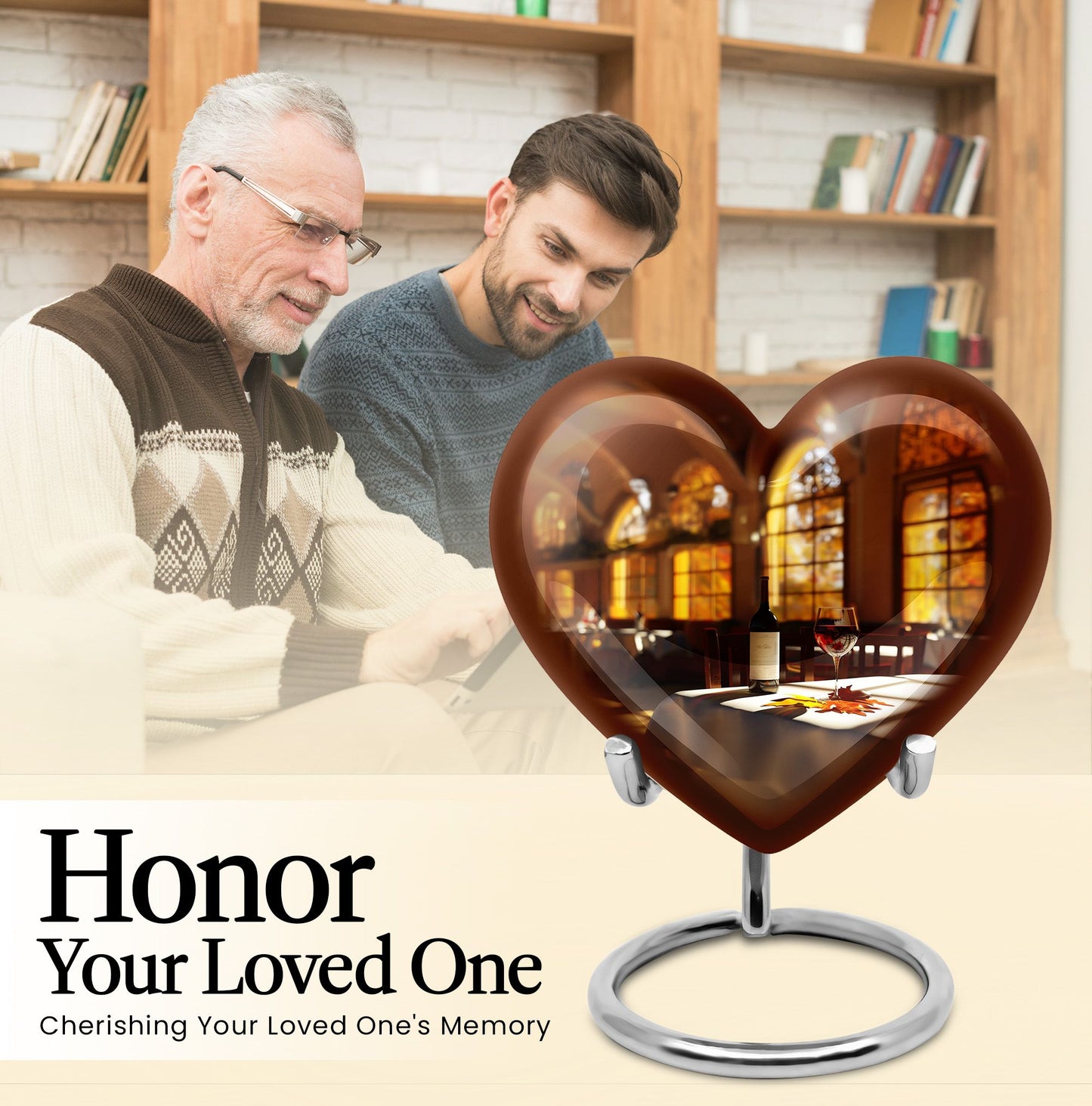 10-inch heart design wine urn, an abstract theme memorial adult urn in aluminium