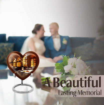 10-inch heart design wine urn, an abstract theme memorial adult urn in aluminium