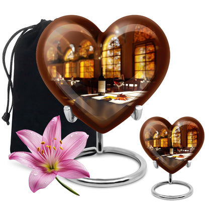 10-inch heart design wine urn, an abstract theme memorial adult urn in aluminium