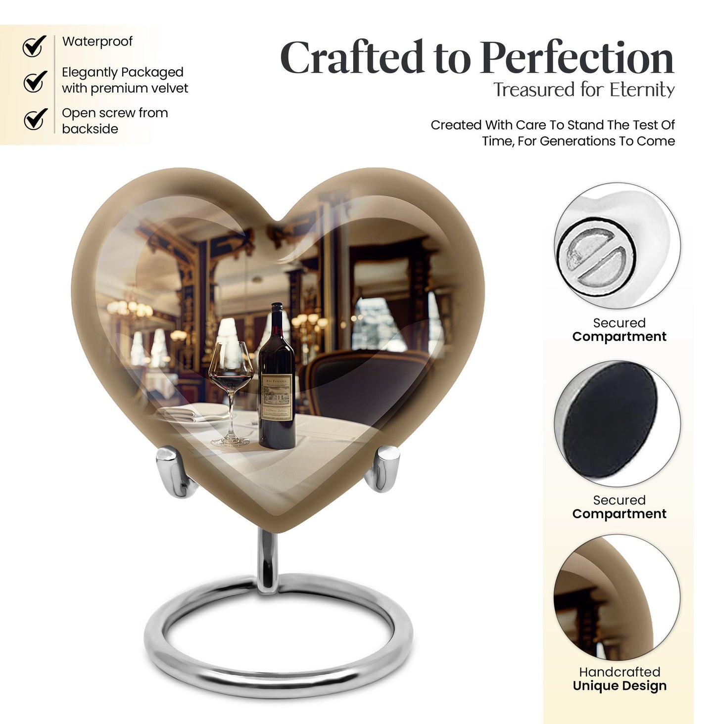 heart-shaped wine urn for cremation ashes