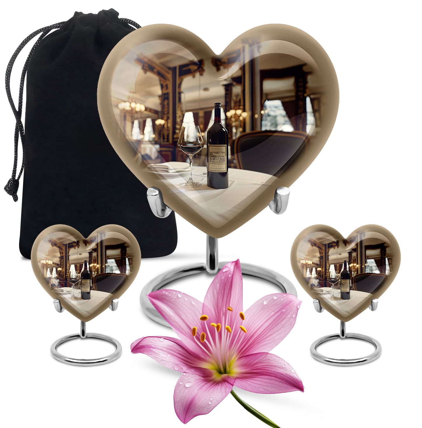 heart-shaped wine urn for cremation ashes