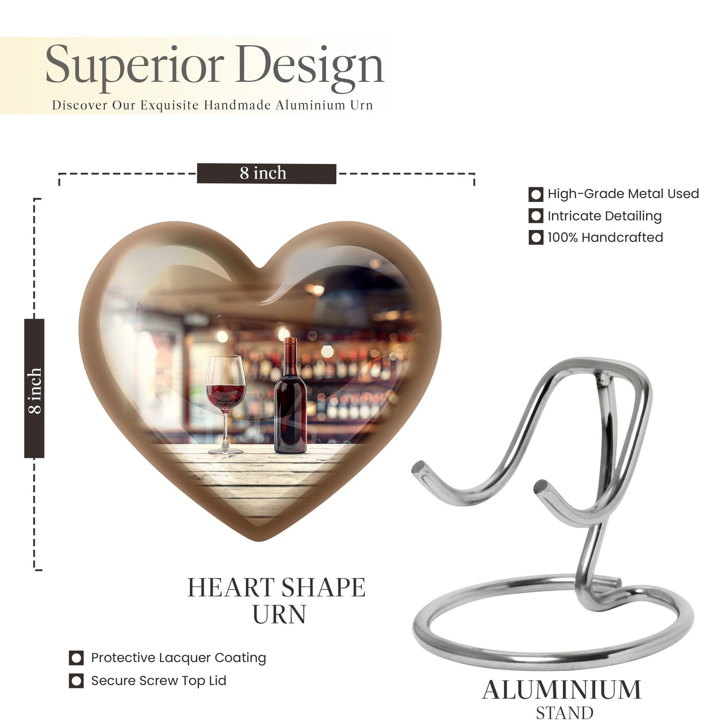 10 inch heart-shaped wine urn